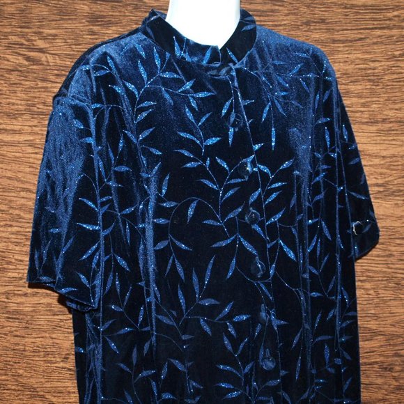 Long Blue DRESS With Blue Glitter Details SIZE24W BY STUDIO C II USED FOR PHOTOS - Picture 2 of 3